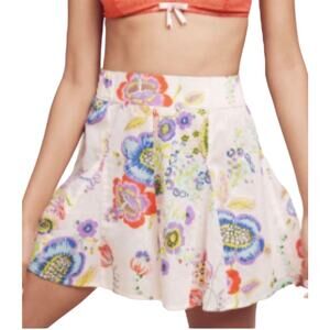 Anthropologie LIKA Floral Cotton Pleated Shorts Size S